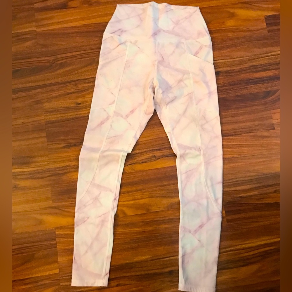 Peach Perfect Pink Marble High Waisted Leggings